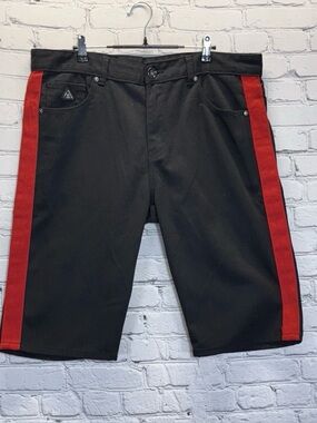 DNM Collection Original Mens Shorts Black with Black & Red Stripes Size 40
